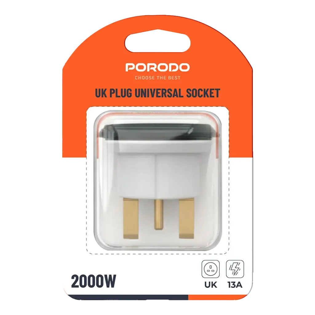 Porodo Universal Socket With UK Plug - Navy Blue