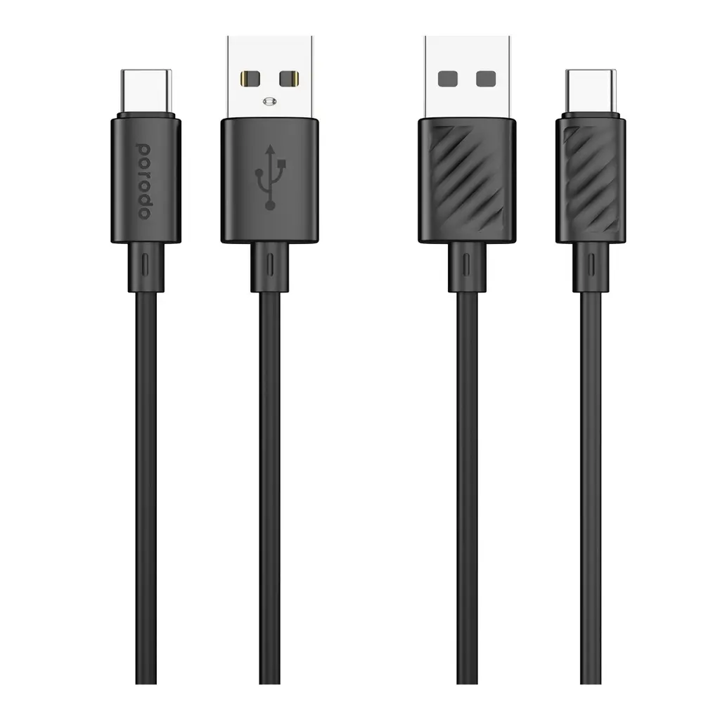 [PB-3AACC-BK] كابل Porodo Blue 3A من USB-A إلى Type-C 1.2 متر - أسود