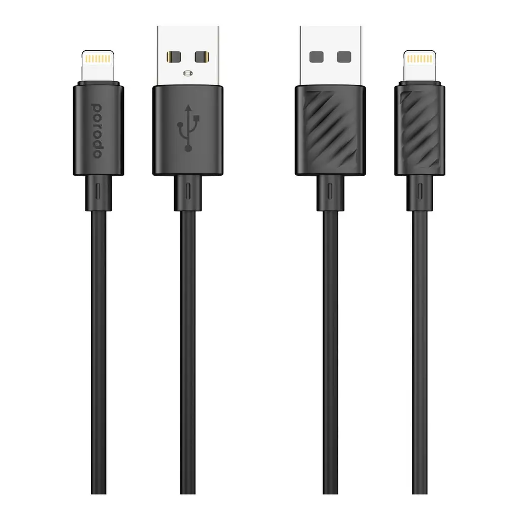 [PB-3AALC-BK] كابل Porodo Blue 3A من USB-A إلى Lightning 1.2 متر - أسود