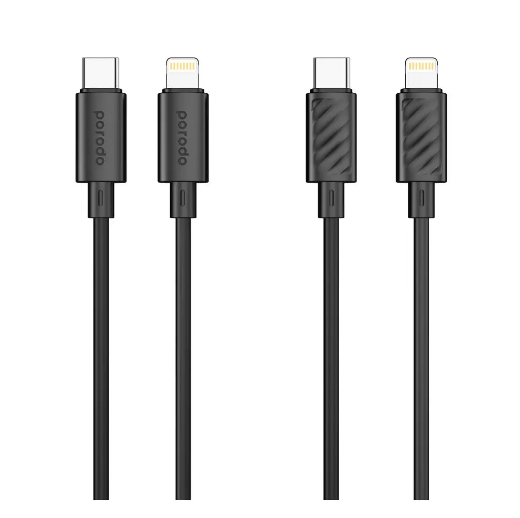 [PB-20WCLC-BK] كابل Porodo Blue 20W من Type-C إلى Lightning 1.2 متر - أسود