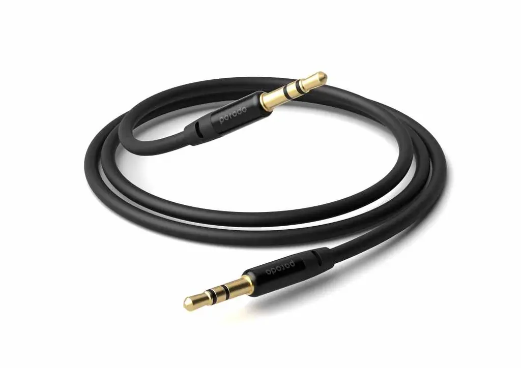 [PB-AU12AUC-BK] Porodo Blue PVC AUX Audio Cable 3.5mm 1M - Black