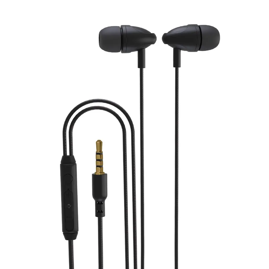 [PB-STINEP-BK] Porodo Blue Stereo Earphones with Aux Connector 3.5mm - Black