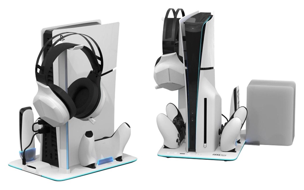 Porodo Gaming PS5 Slim stand with Magnetic Charger - White