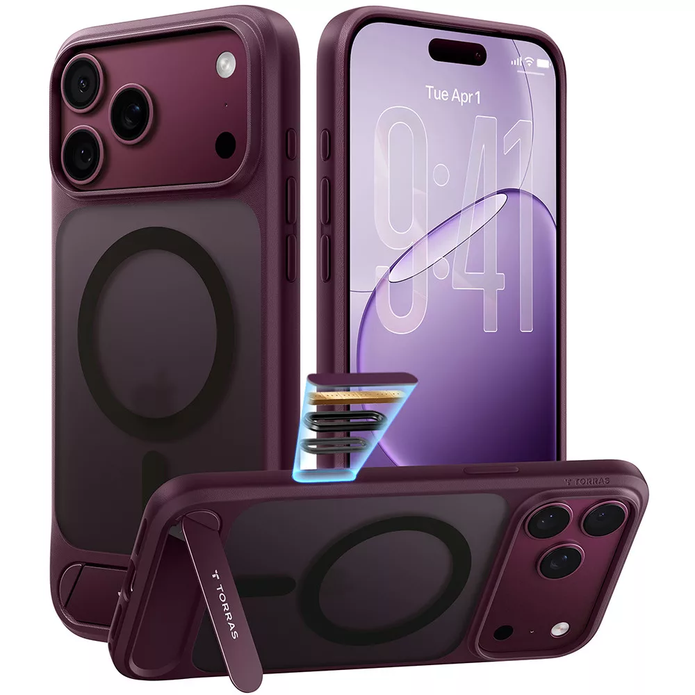 TORRAS OSTAND L1 GUARDIAN STAND CASE IPHONE18/17 PRO MAX - burgandy