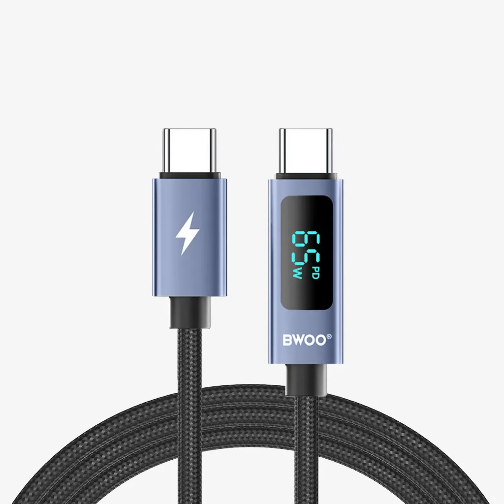 [BO-X323CC] BWOO USB-C to USB-C Charging Cable with LED Display 65W 1M