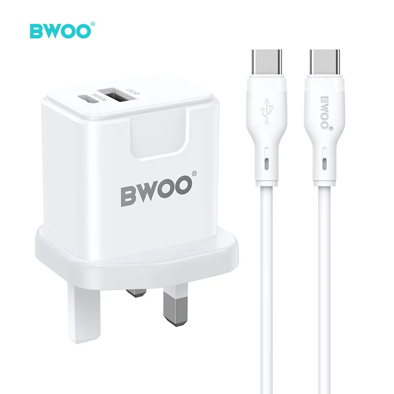BWOO PD 20W + QC 18W CHARGING KIT WITH 65W TYPE-C TO TYPE-C DATA CABLE BO-CDA162C-C