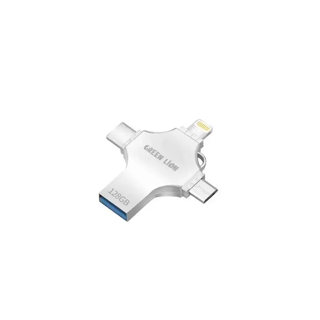 [GN4IN1USB128SL] Green Lion 4 in 1 USB Flash Drive 128GB - Silver