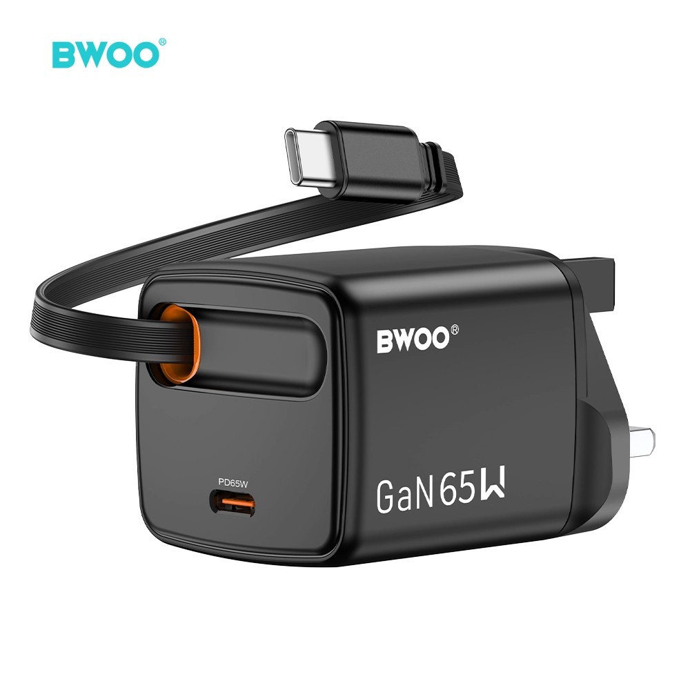 [BO-CDA232] BWOO 65W GaN Retractable Charger with Built-In USB-C Cable