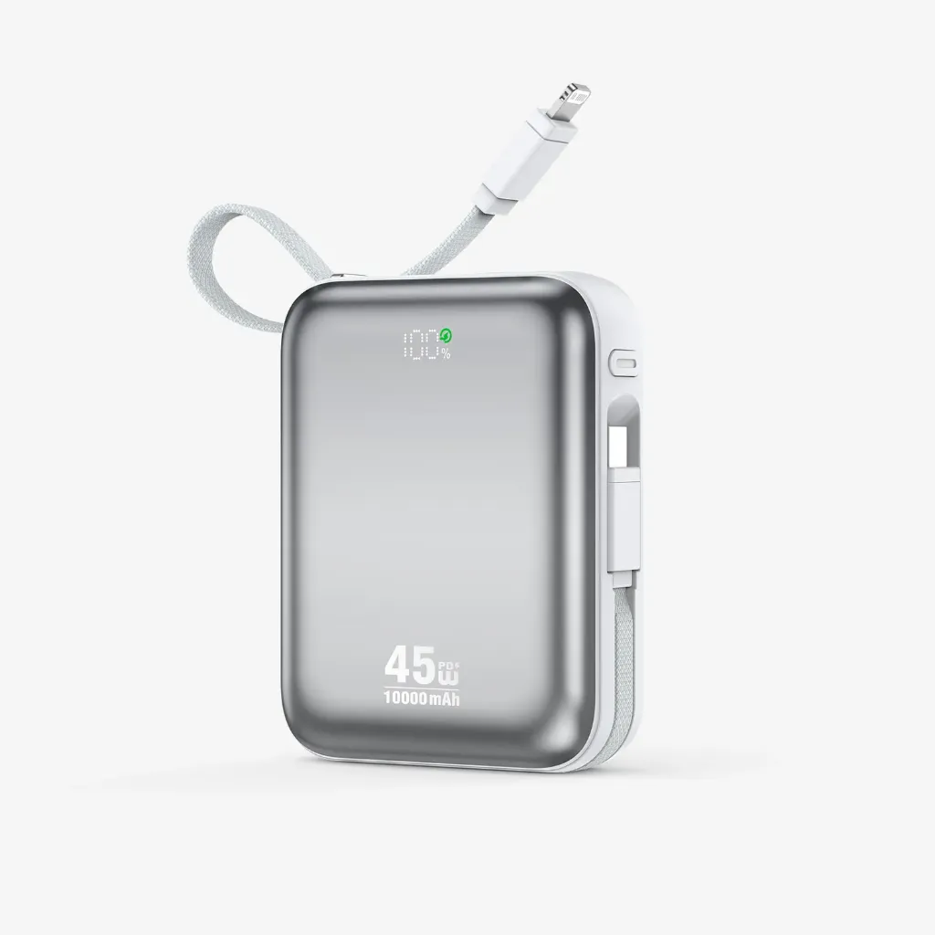 [BO-P77] BWOO 10000mAh PD45W Power Bank with Built-in Charging Cables