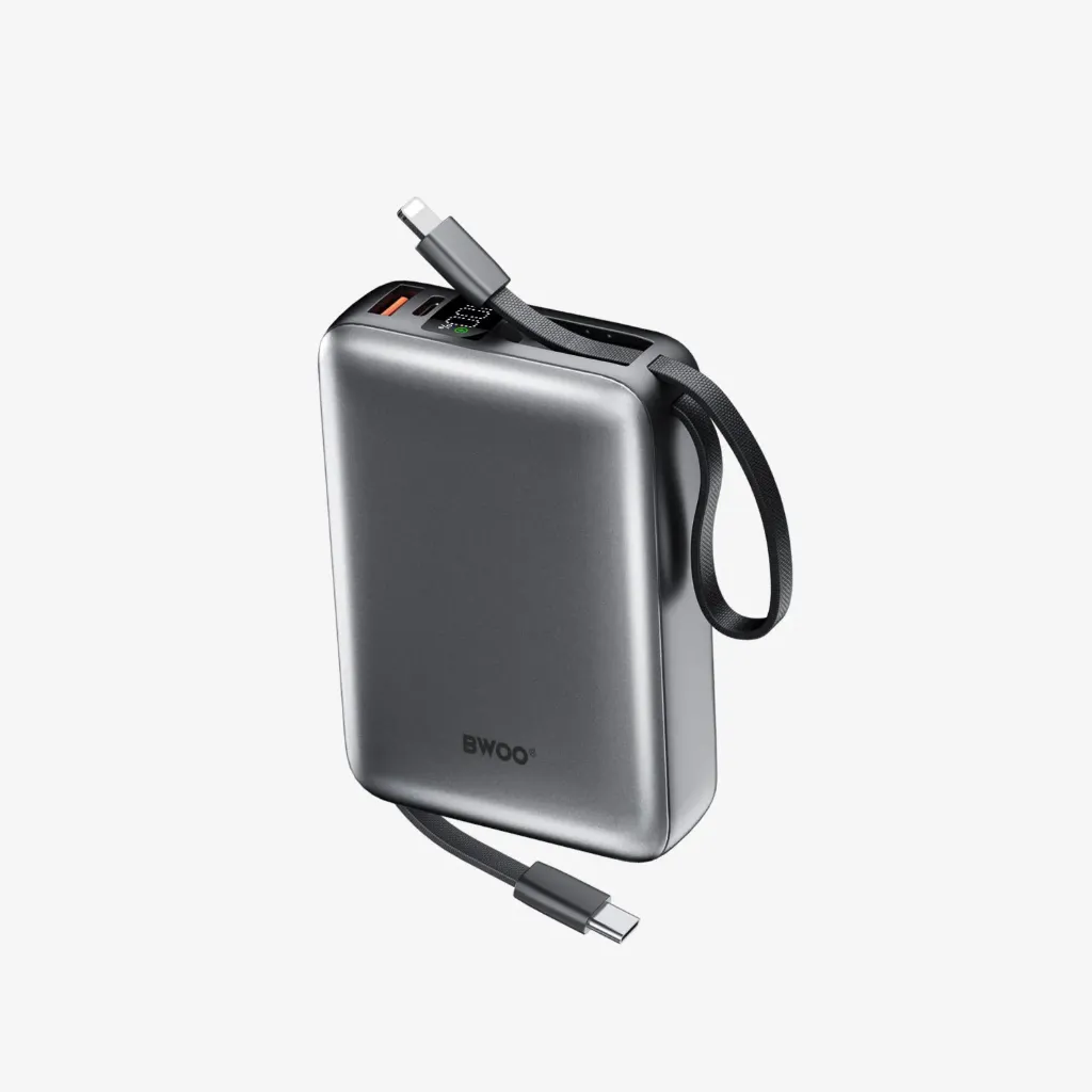 [BO-P73] BWOO 20000mAh Power Bank with Digital Display and Built-in Cables