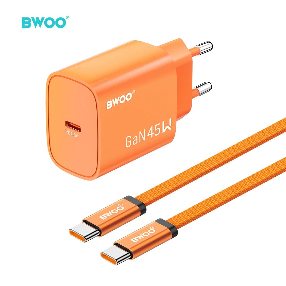 [BO-CDA252CC] BWOO PD 45W GaN Charger with USB-C Cable (EU Plug)