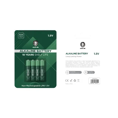 [GNAKBAAA] بطاريات Green Lion قلوية مقاس AAA (4 حبات) 1.5V - أخضر