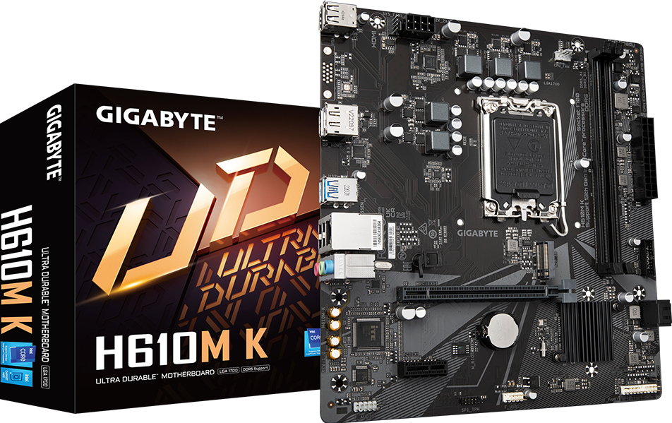 لوحة أم GIGABYTE H610M K مقاس Micro-ATX - Intel LGA1700، شريحة H610، PCIe 4.0، DDR5