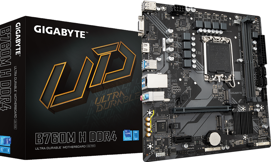 لوحة أم جيجابايت B760M H DDR4 مايكرو ATX - إنتل LGA1700، شيبست B760، PCIe 4.0، منفذي M.2