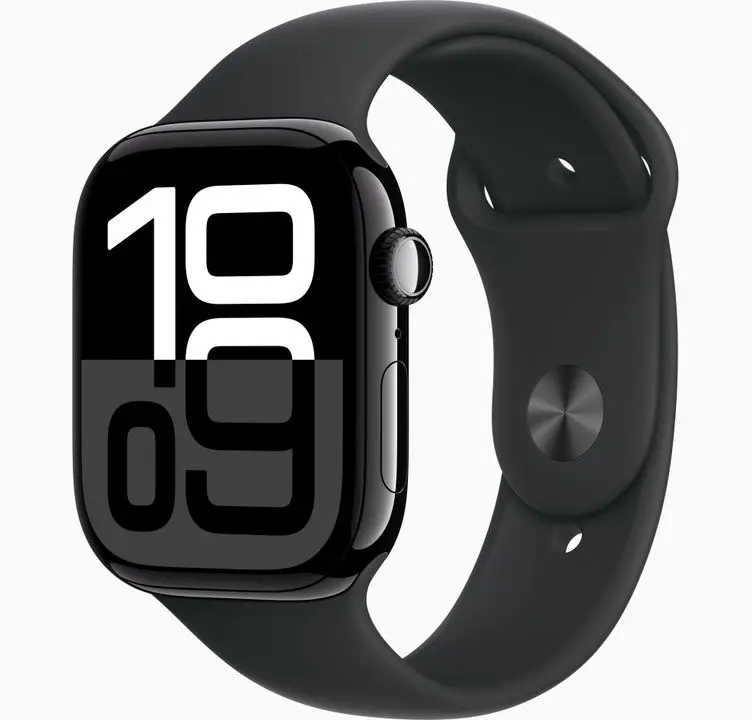 APPLE WATCH SERIES 10 GPS JETBLACK ALUMINUM BLACK SPORT BAND 46MM M/L LW/A
