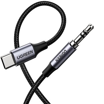 [30633] كابل صوت Ugreen USB-C دائري 3.5 مم سبيكة ألمنيوم طول 1م - رمادي غامق