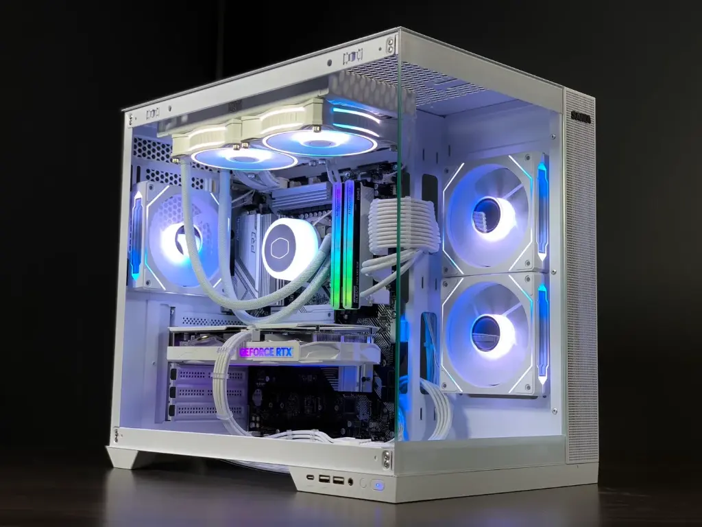 SAMA NEVIWE A721 ATX Mid-Tower PC Case with Tempered Glass & ARGB Fans - White