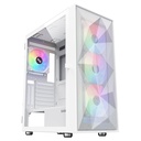 كيس كمبيوتر SAMA 3509 ميدتاور ATX بباب زجاجي مقسى يفتح جانبيًا و4 مراوح ARGB - أبيض