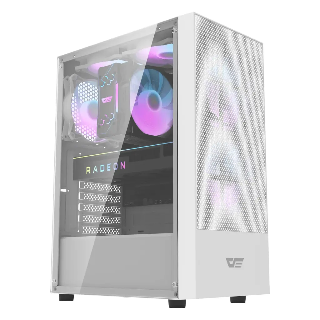 darkFlash A290 ATX Mid-Tower PC Case with 3 ARGB Fans - White