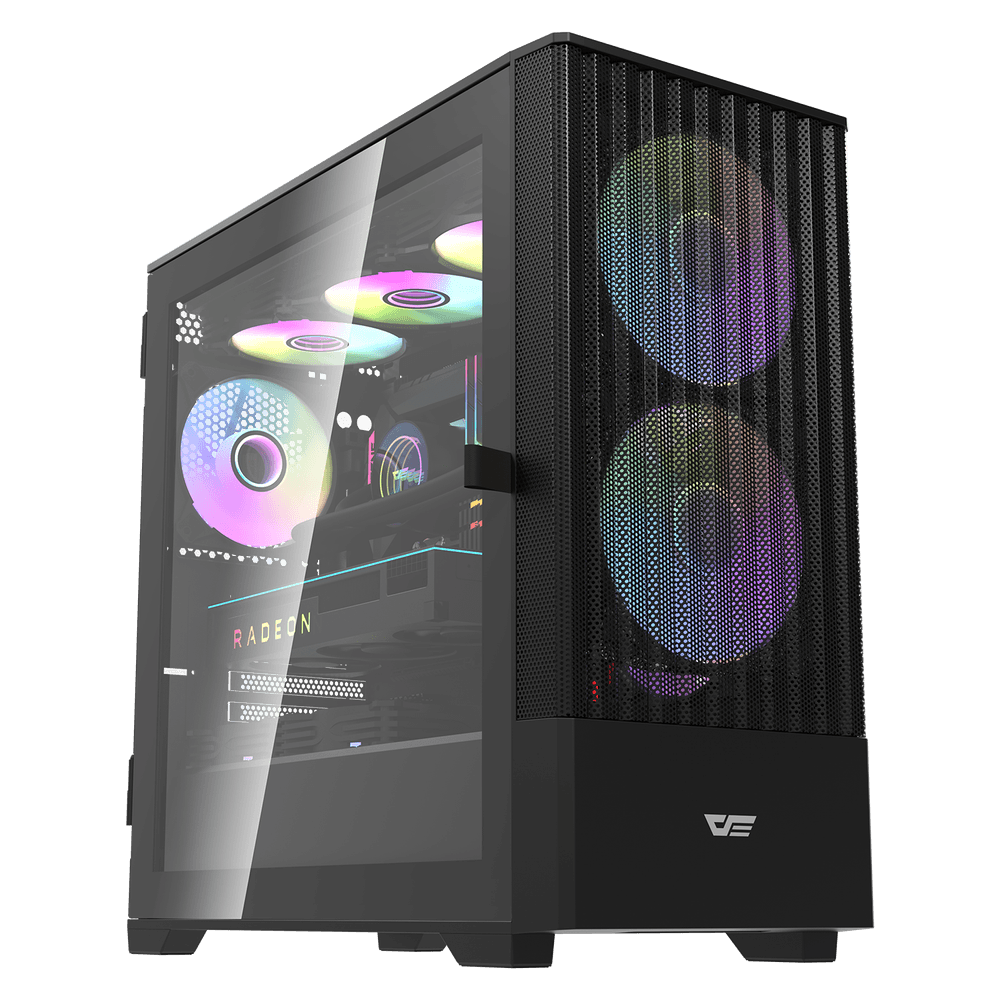 darkFlash DK415M M-ATX PC Case with 2x140mm ARGB Fans - Black