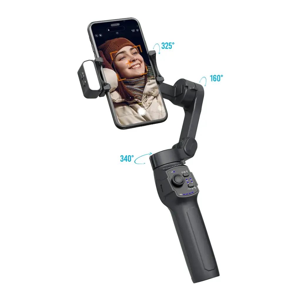 [PD-LFST127-BK] Porodo 3-Axis Gimbal with LED Light - Black