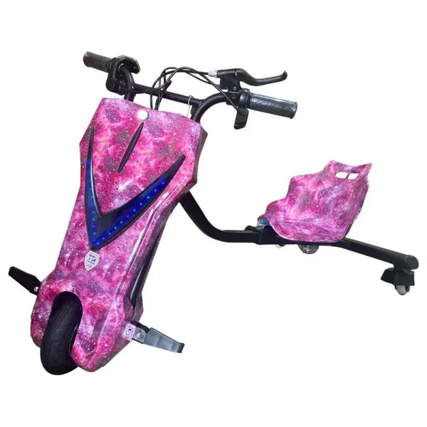 Electric Drift Scooter Vest - 3-Wheel Drift Trike with LED Lights, Pink Galaxy Design