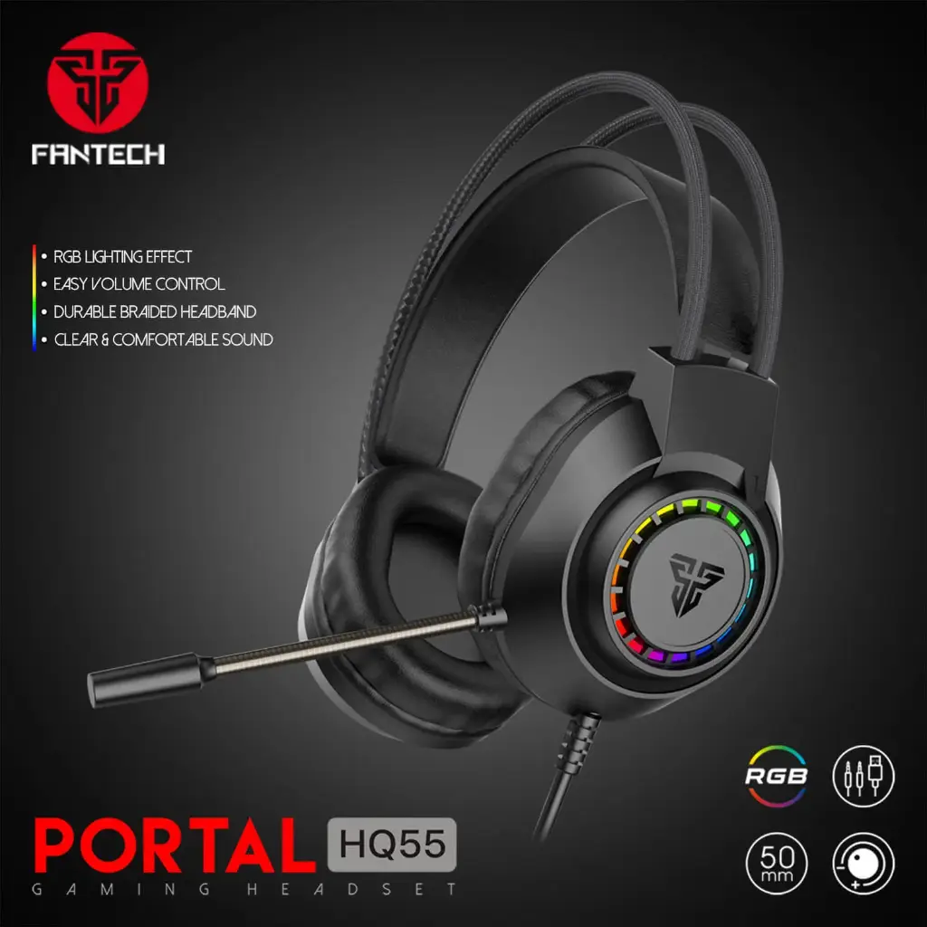 Fantech Portal HQ55 RGB Gaming Headset - Black